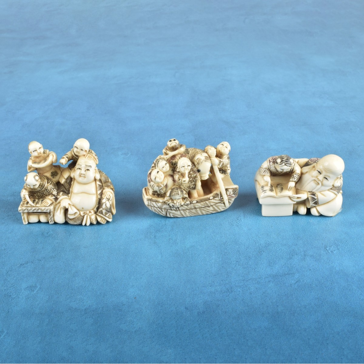 Three Antique Japanese Netsuke Figurines