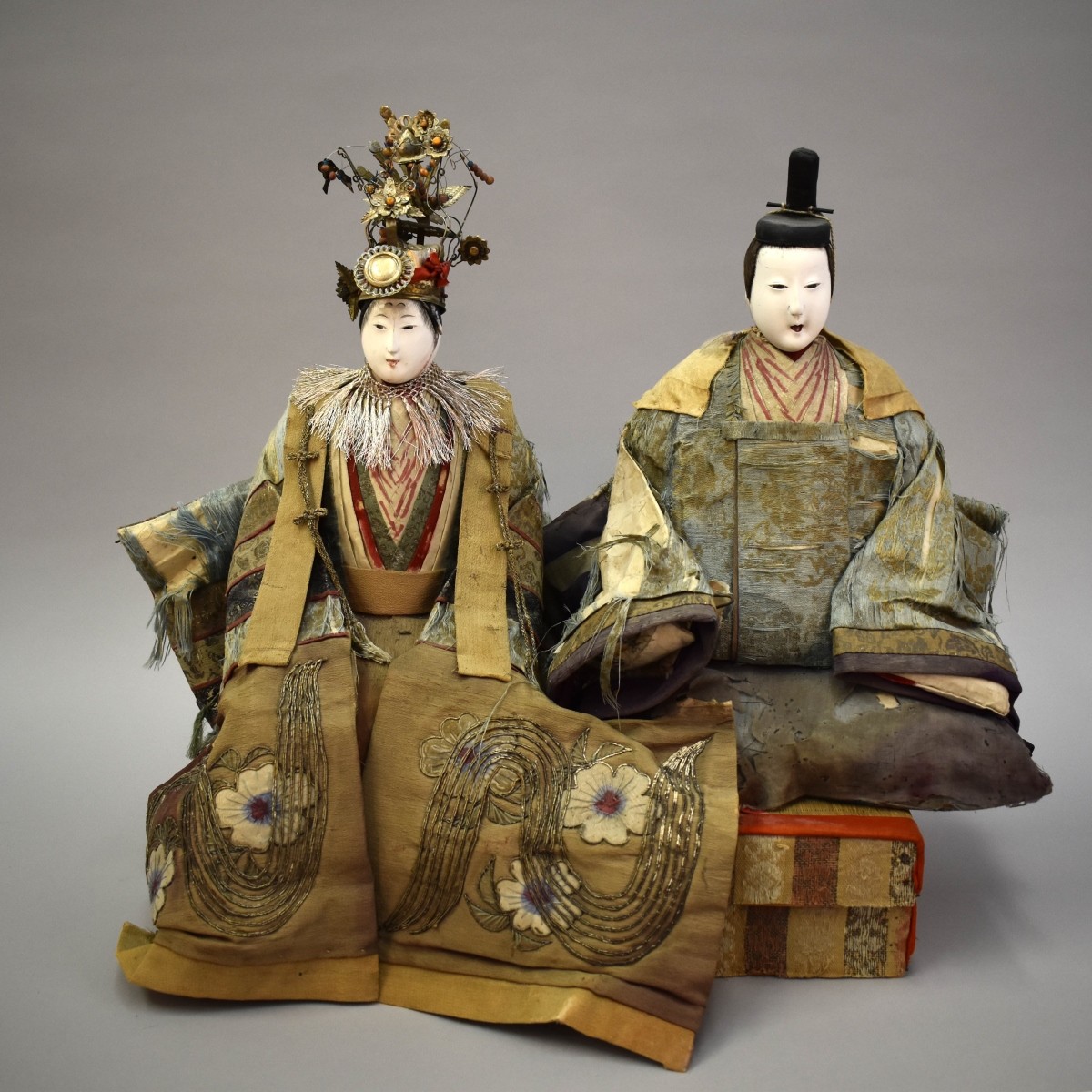 Antique Japanese Emperor and Empress Dolls