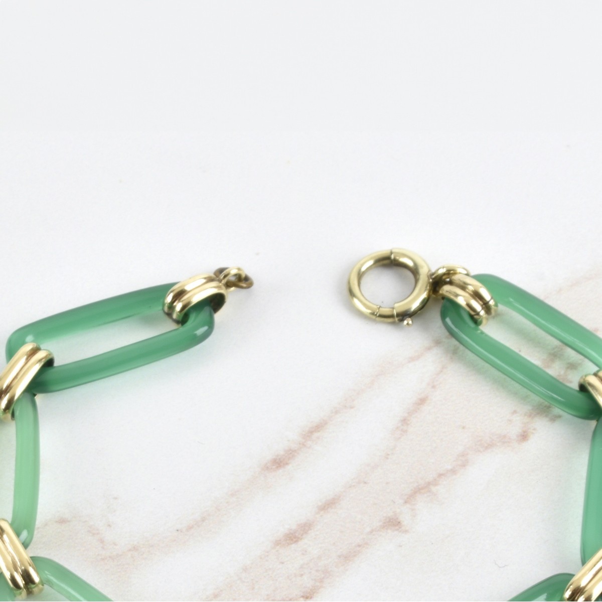 Deco Chrysoprase and 14K Bracelet