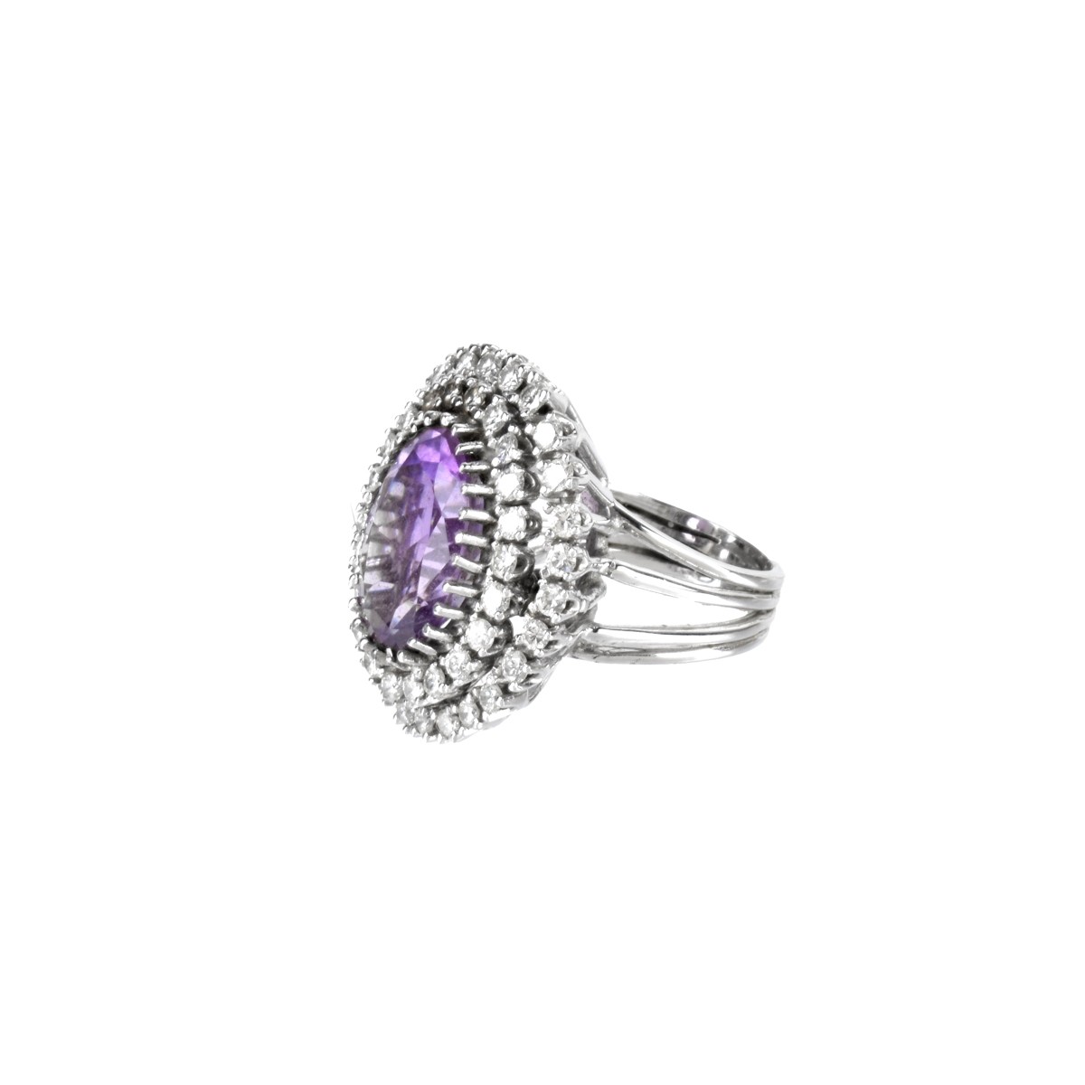 Amethyst, Diamond and 14K Ring