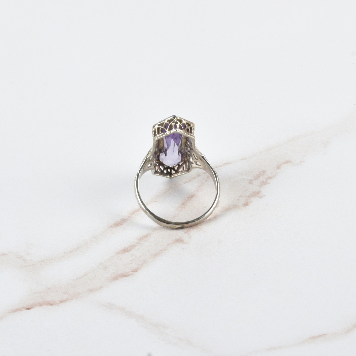 Deco Amethyst and 14K Ring