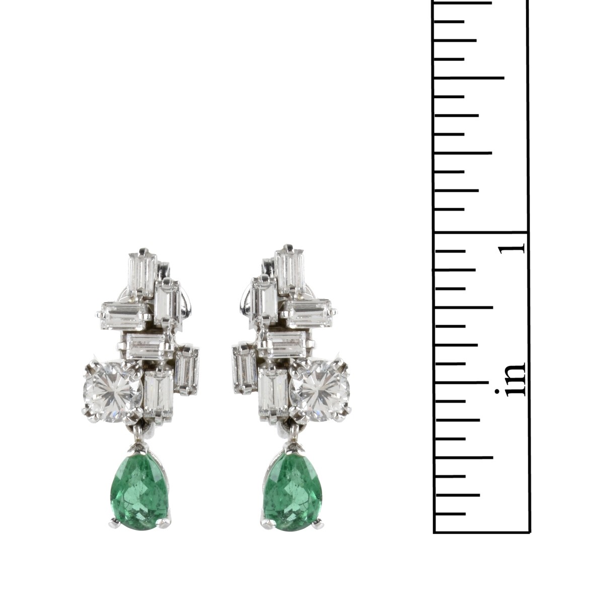 Emerald, Diamond and 14K Ear Clips