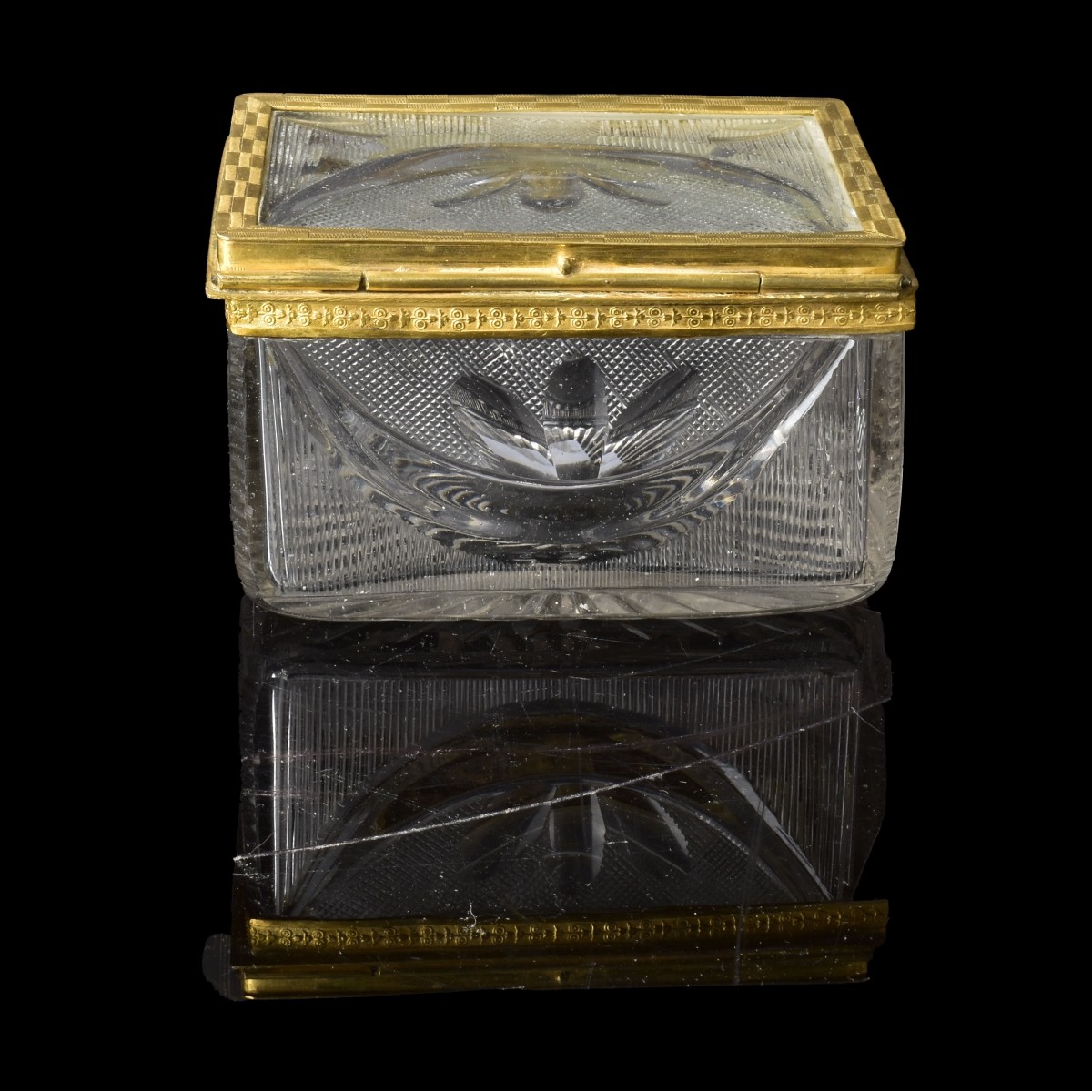 Antique French Crystal Box with Bronze Mounts