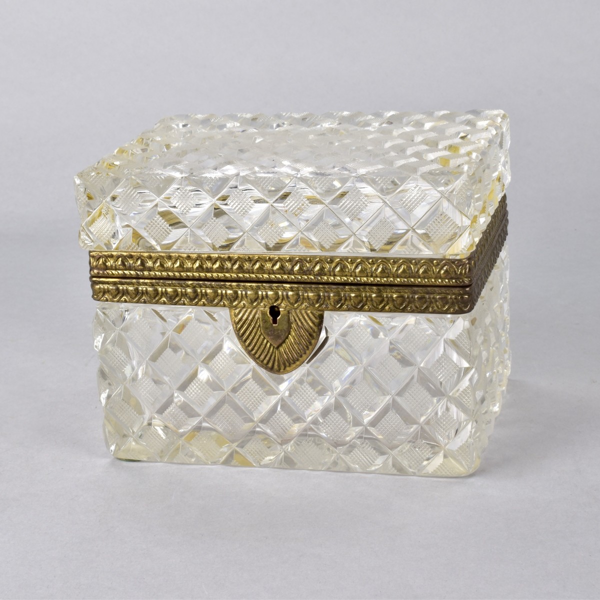 Antique French Cut Crystal Casket Box