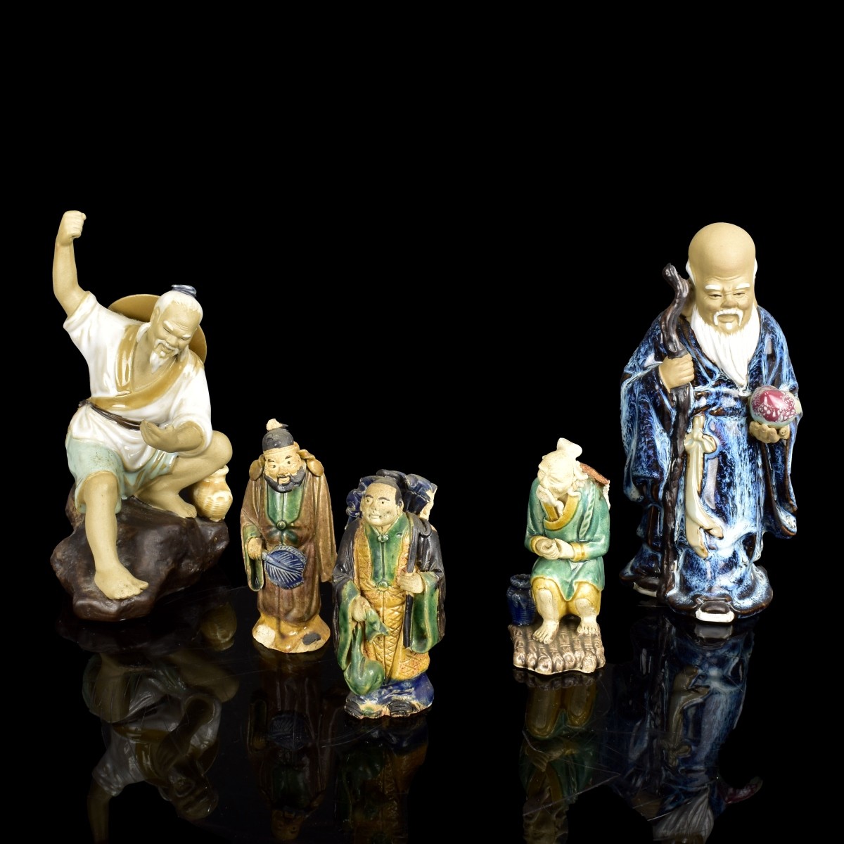 Five Chinese Mud Men Figurines