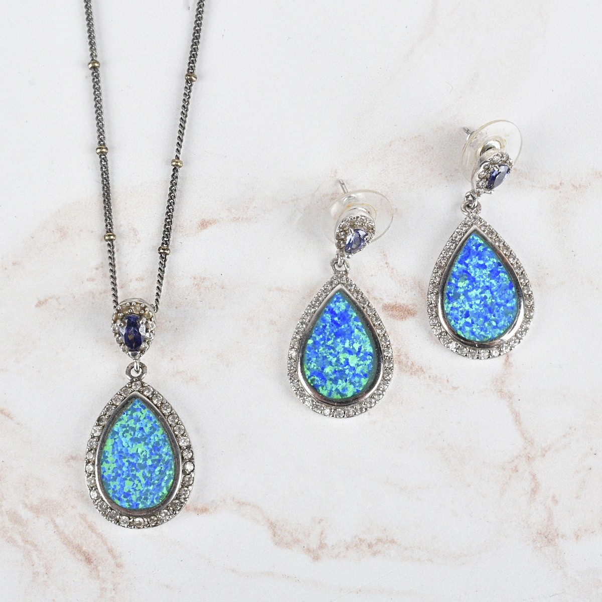 Opal, Diamond and Silver Jewelry