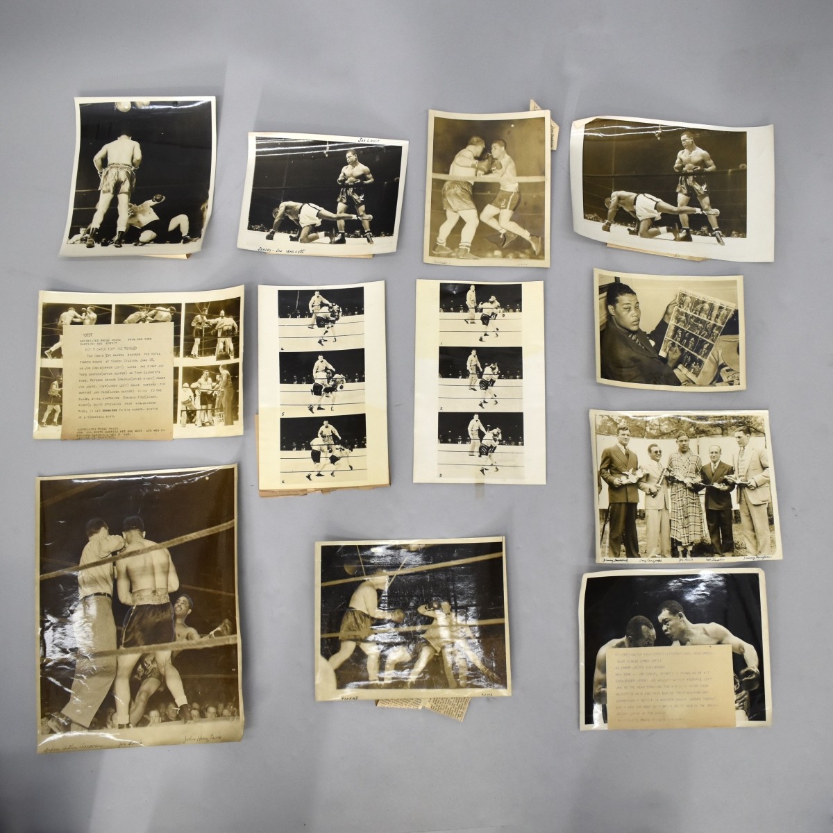 Twelve Joe Louis Boxing Photograph Memorabilia