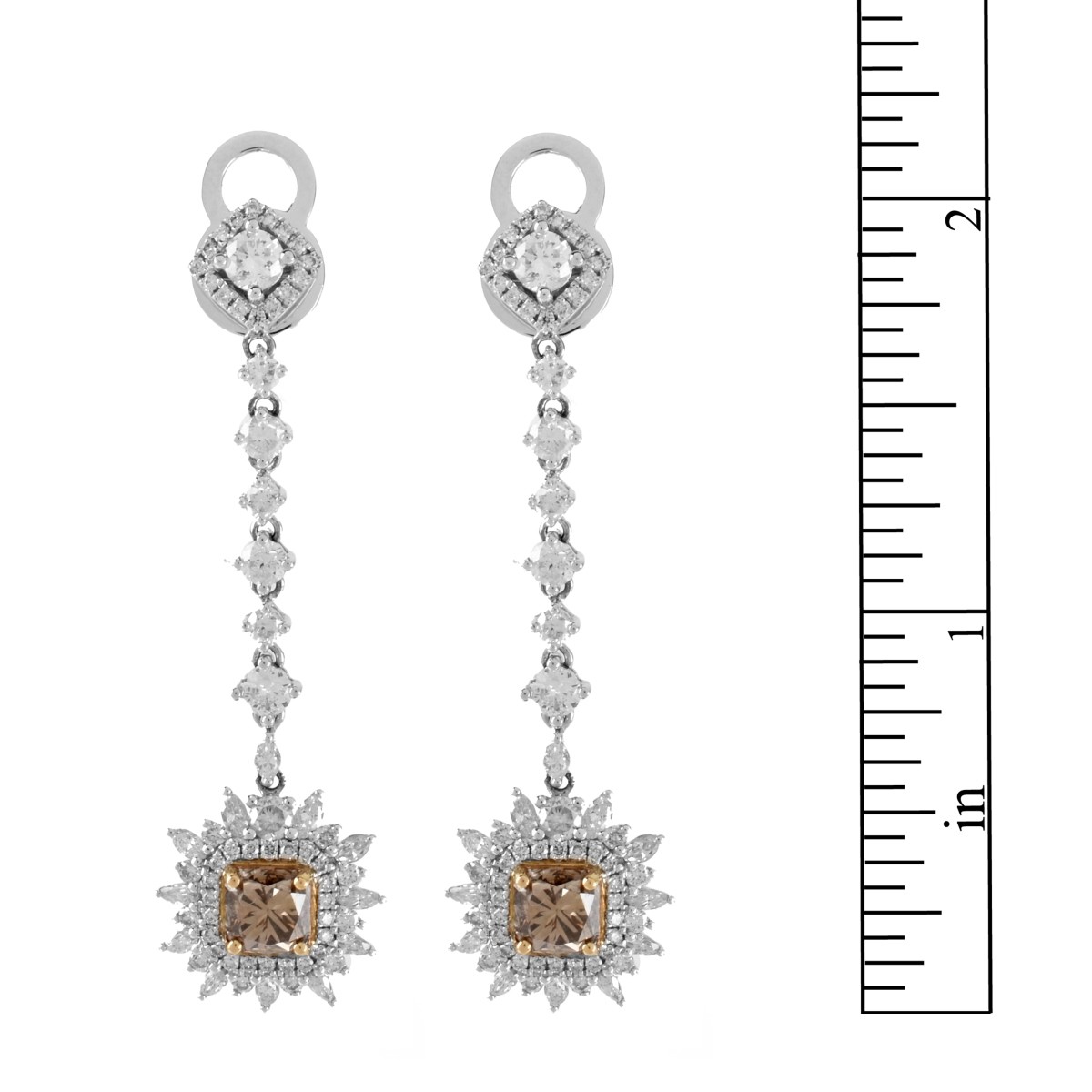 Fancy Diamond and 18K Earrings