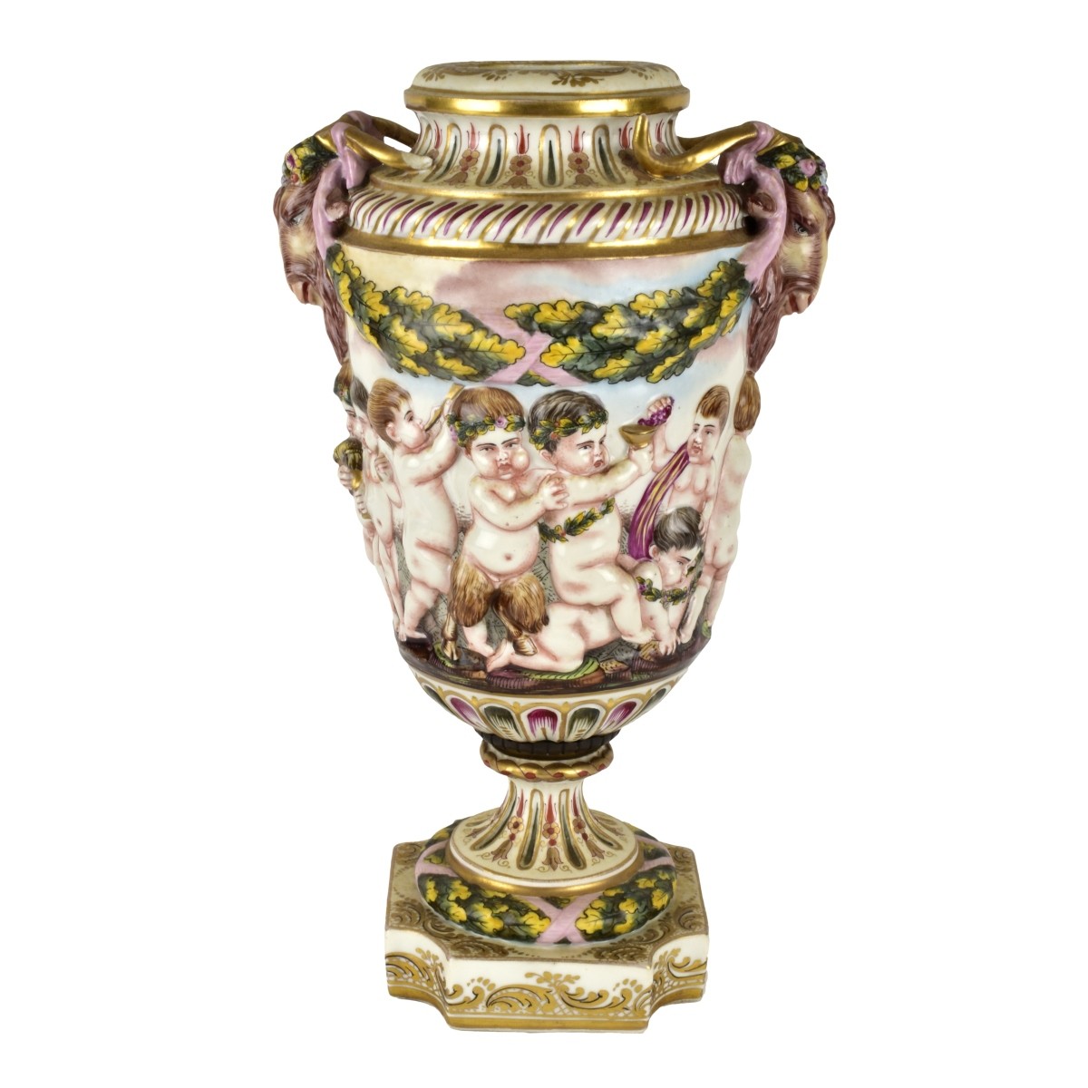 Antique Capodimonte Porcelain Urn