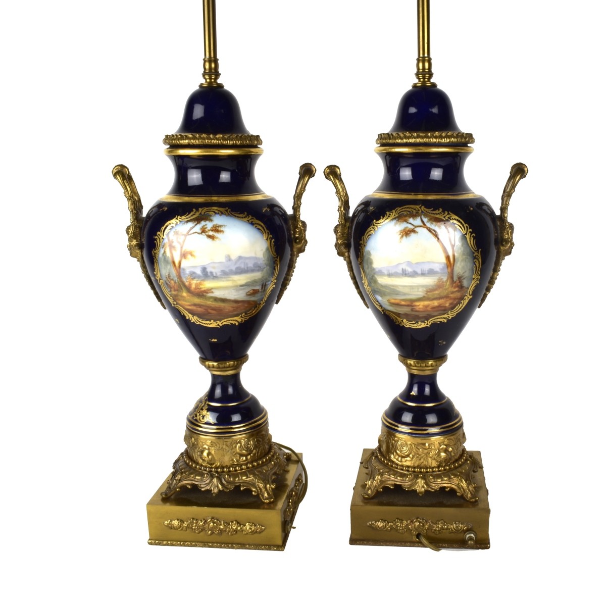 Pair Sevres Lamps with Bronze Mounts