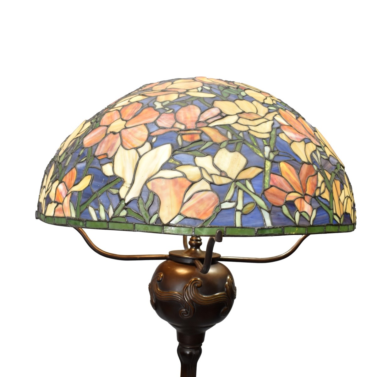 Tiffany Style Magnolia Leaded Glass Floor Lamp