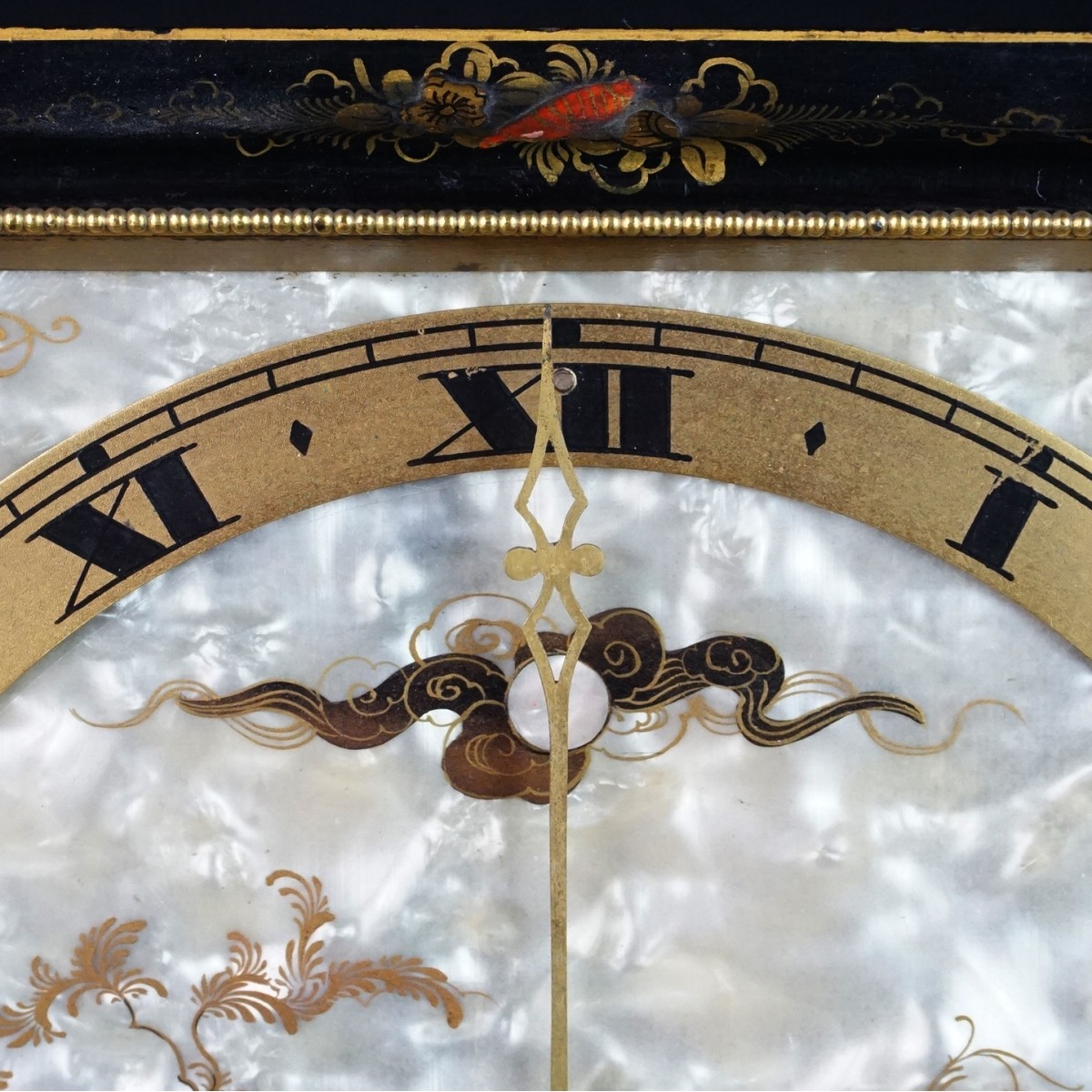 J.E. Caldwell Chinoiserie Bronze & MOP Clock