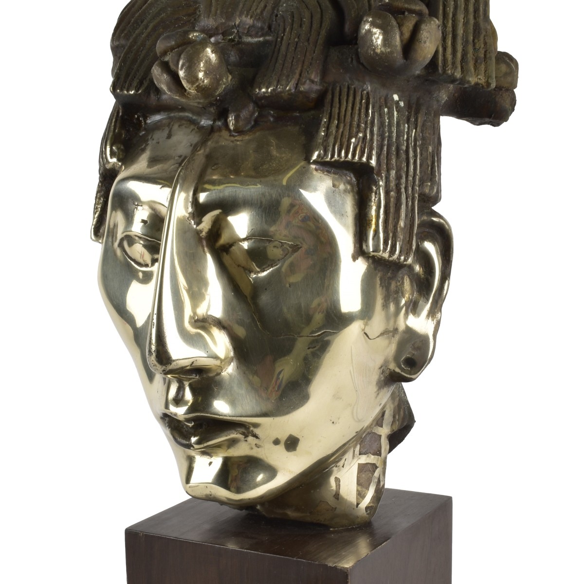 Large Mexican Silver-Clad Bust of a Mayan