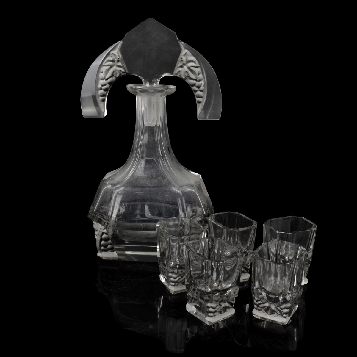 Antique Czech Art Deco Glass Cocktail Set