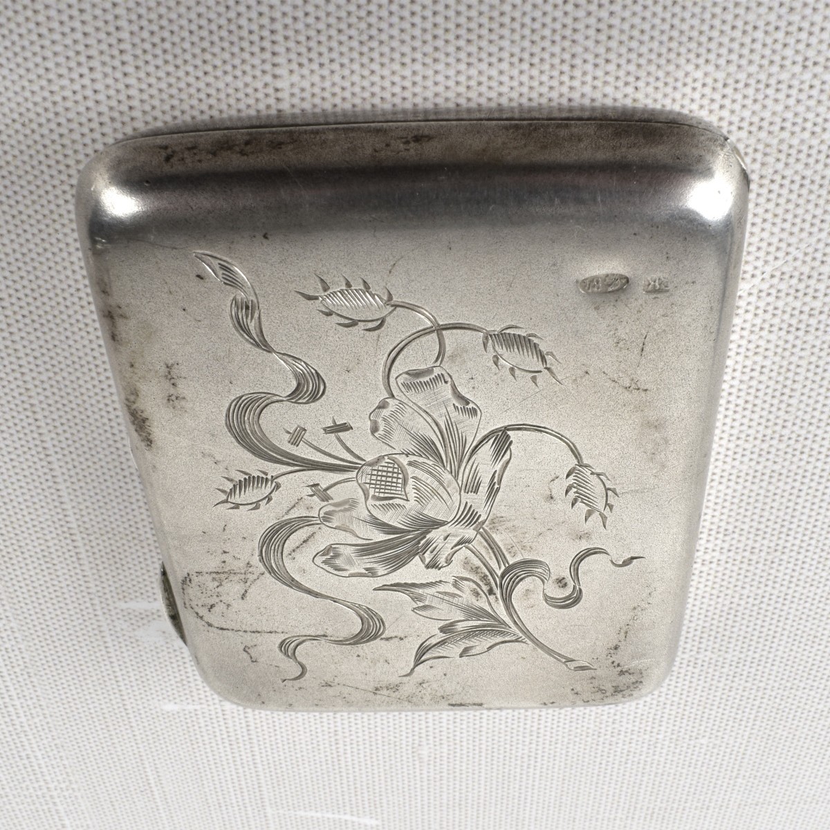 Antique Russian Etched Silver Coin Box