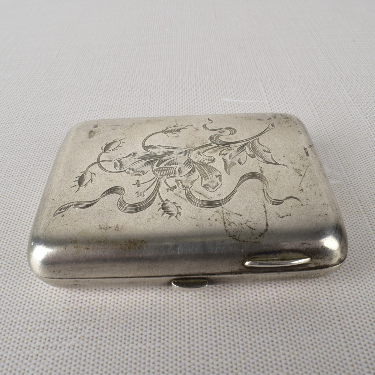 Antique Russian Etched Silver Coin Box