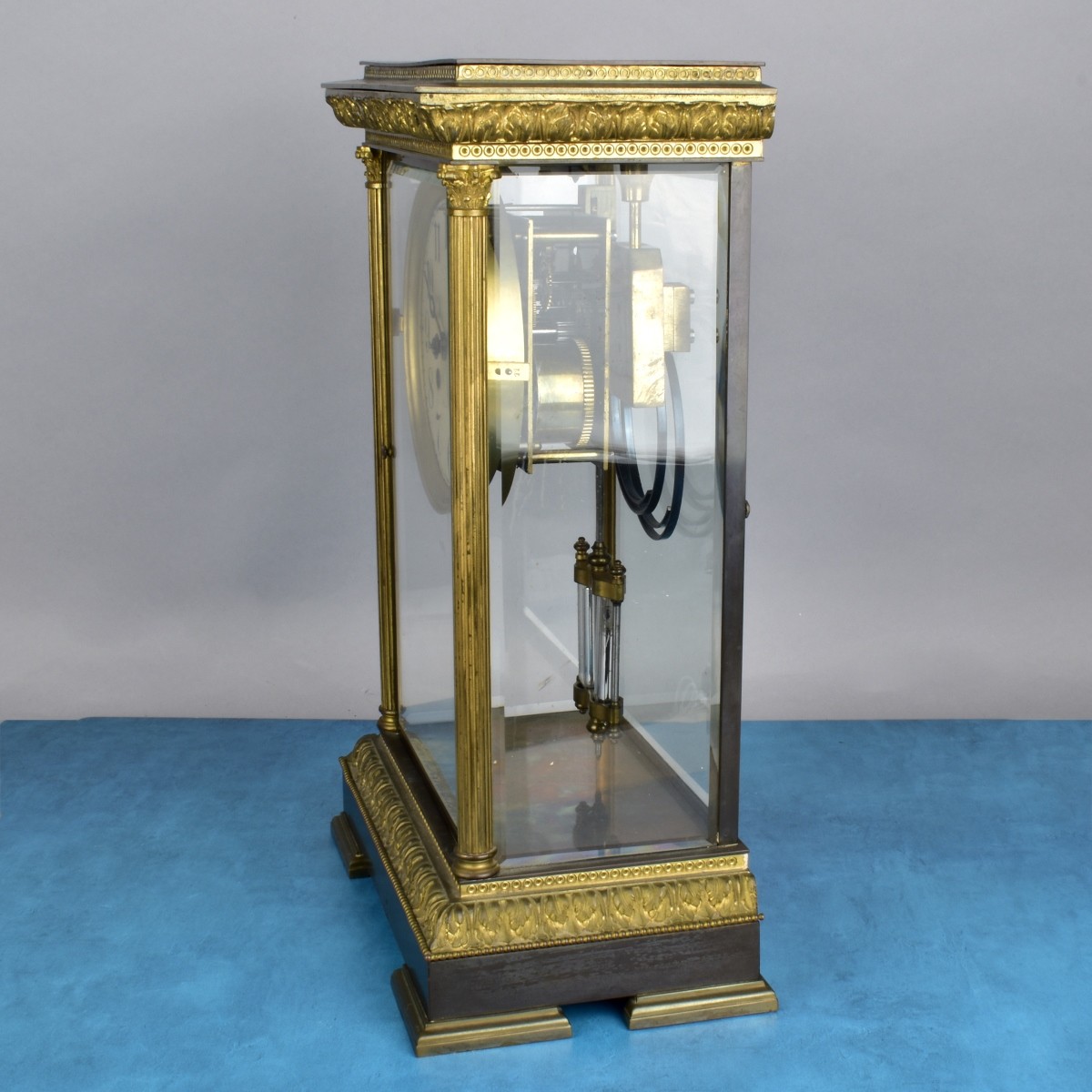 Antique French Bronze & Glass Mantle Clock