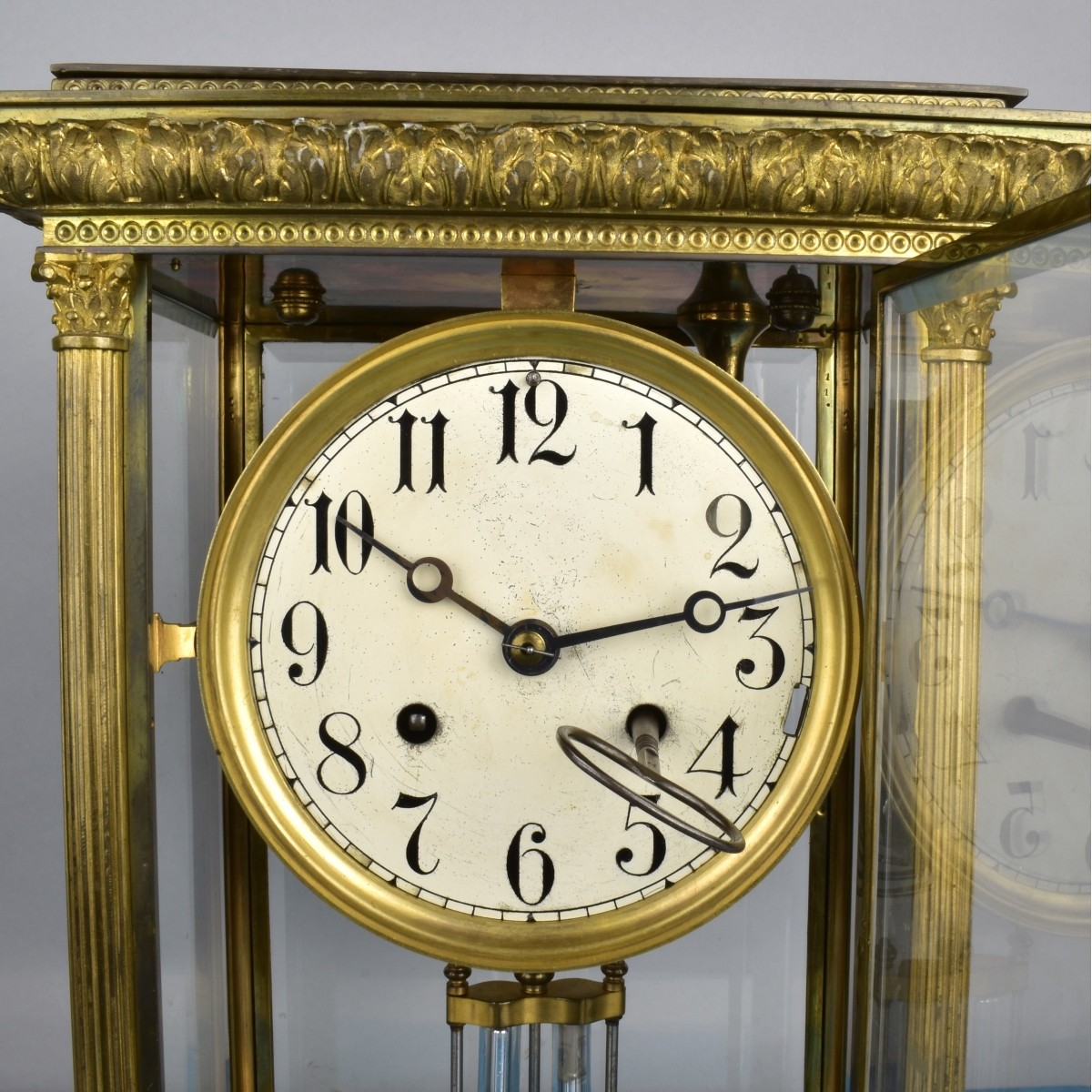 Antique French Bronze & Glass Mantle Clock