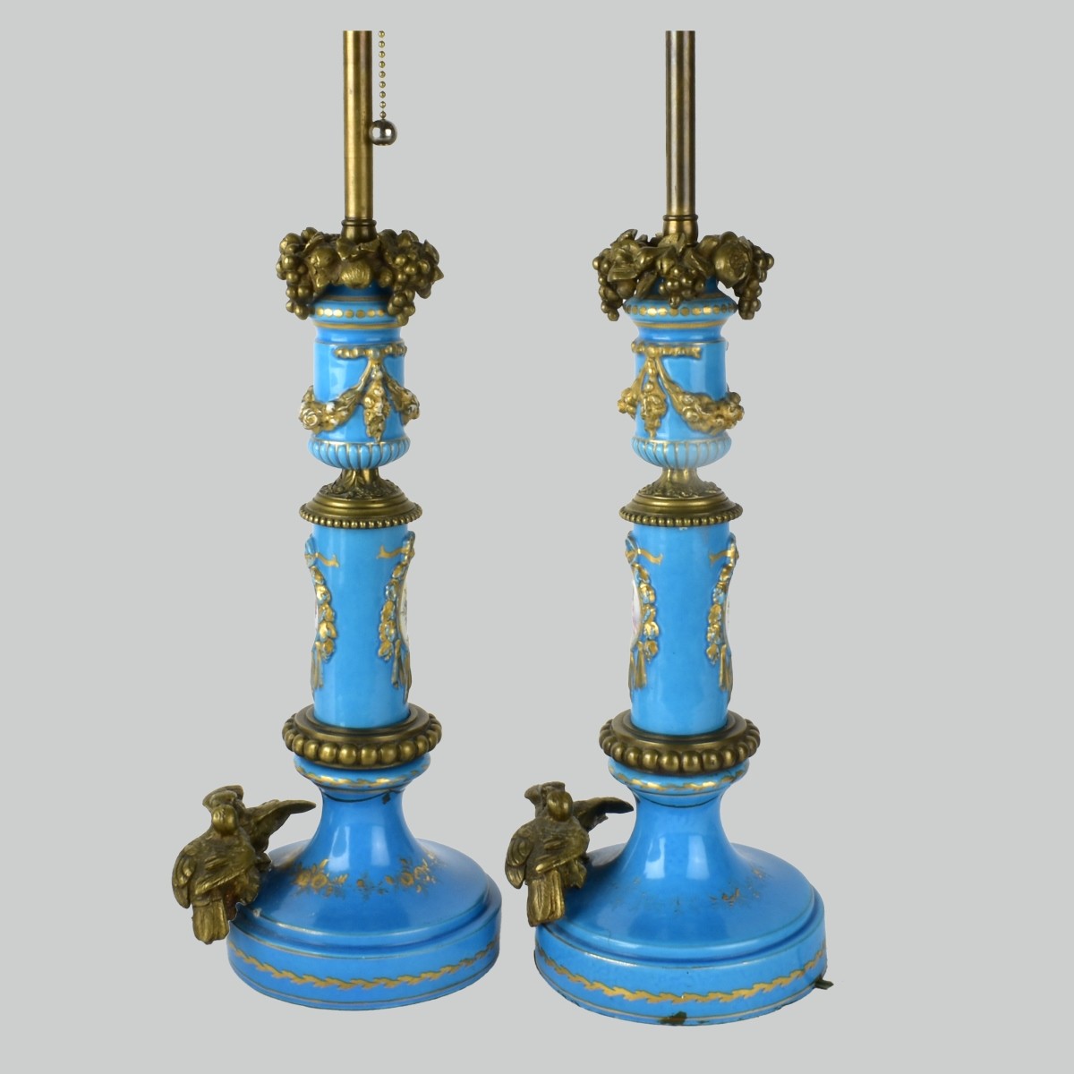 Pair of Sevres Porcelain & Bronze Lamps