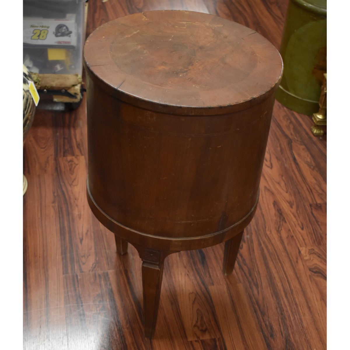 Vintage Cylinder Shape Wooden Side Table