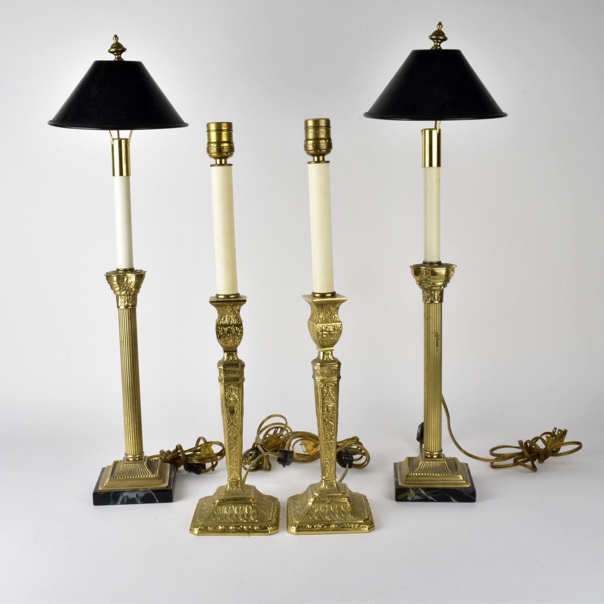 Four Vintage Brass Lamps