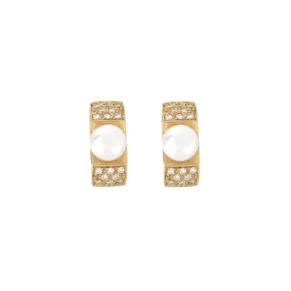 Pearl, Diamond and 18K Earrings