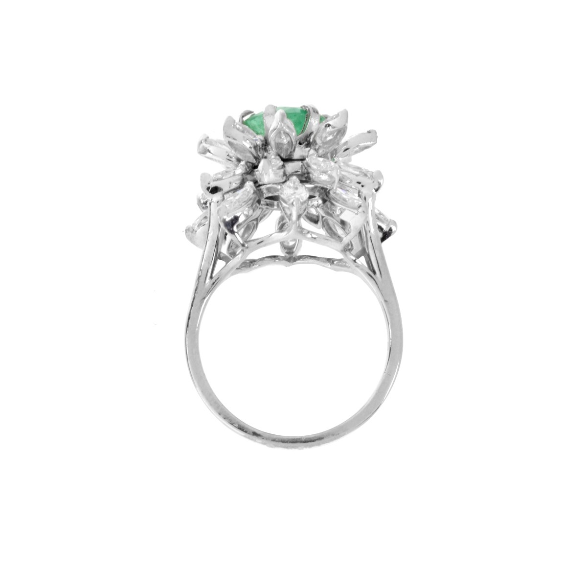 Emerald, Diamond and Platinum Ring