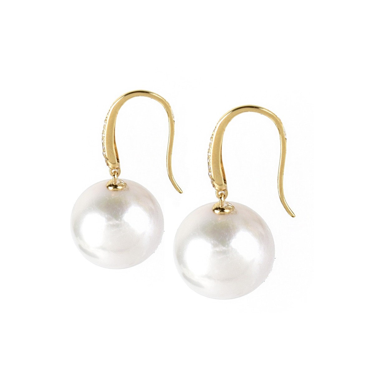 Pearl, Diamond and 18K Earrings