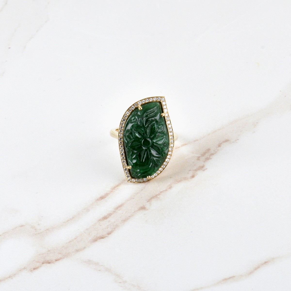 Emerald, Diamond and 14K Ring