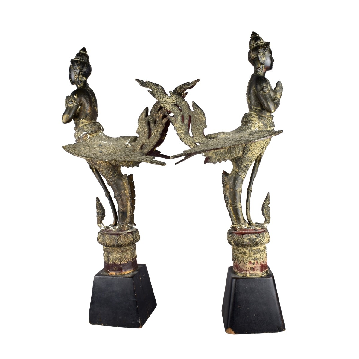 Pair of Antique Thai Bronze Roof Ornament