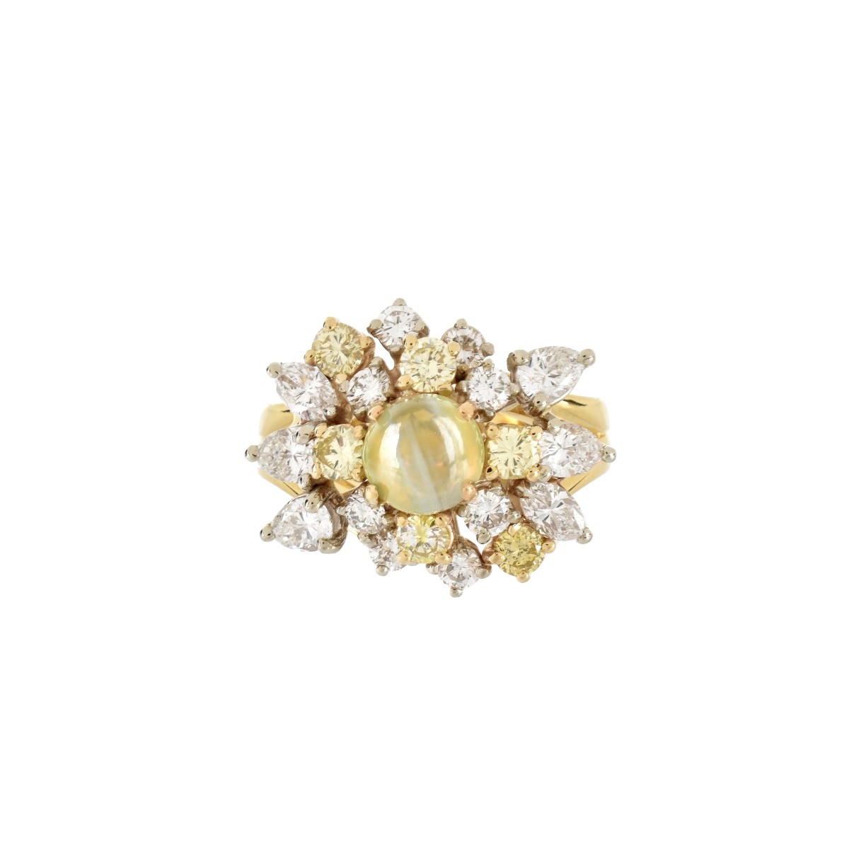 GIA Chrysoberyl, Diamond and 18K Ring