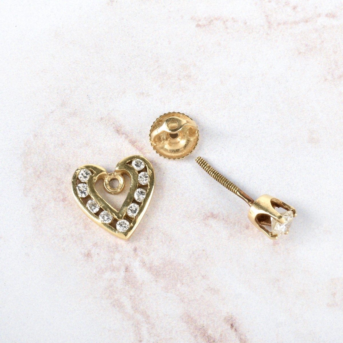 Diamond and 14K Ear Studs