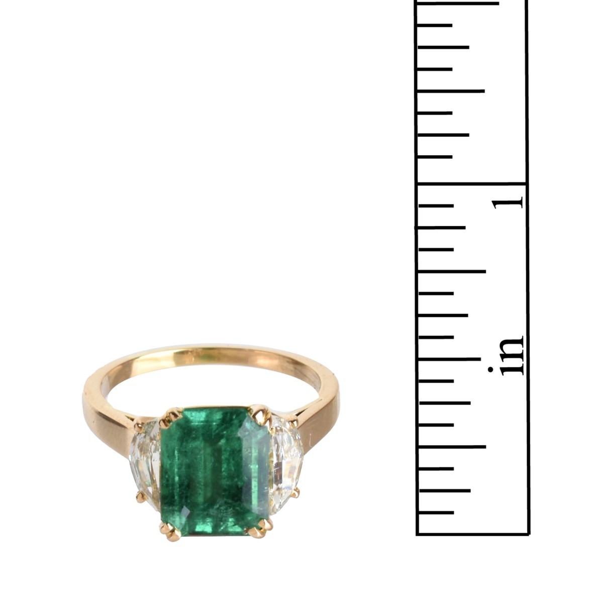 Emerald, Diamond and 18K Ring