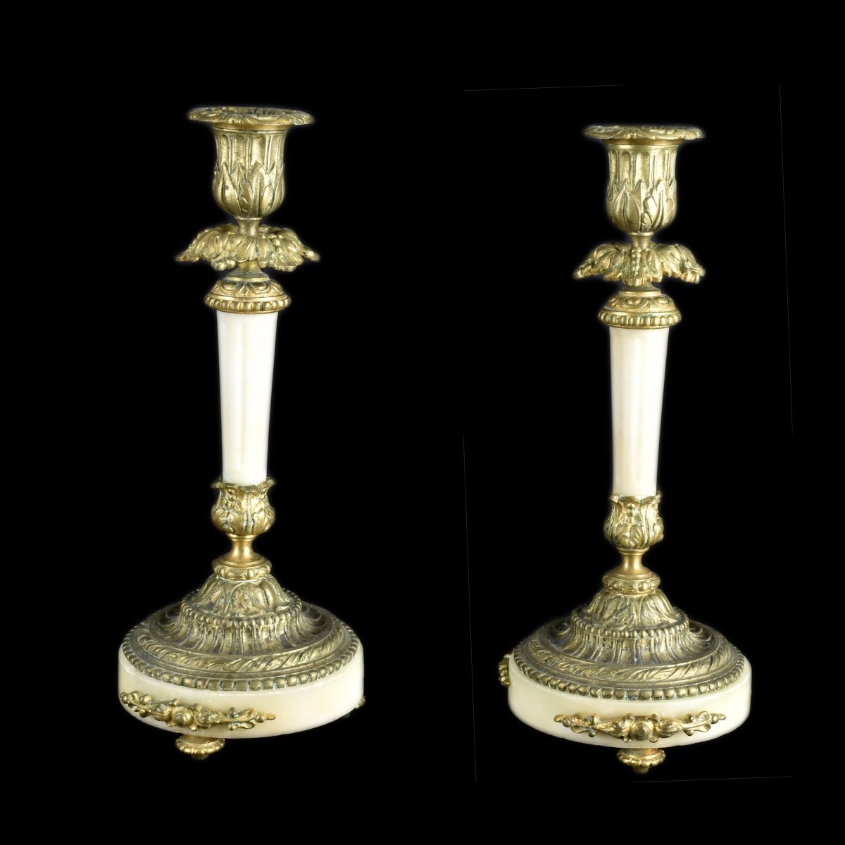 Bronze and Alabaster Candlesticks