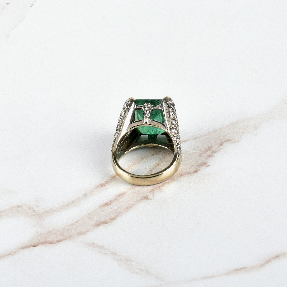 Emerald, Diamond and 14K Ring