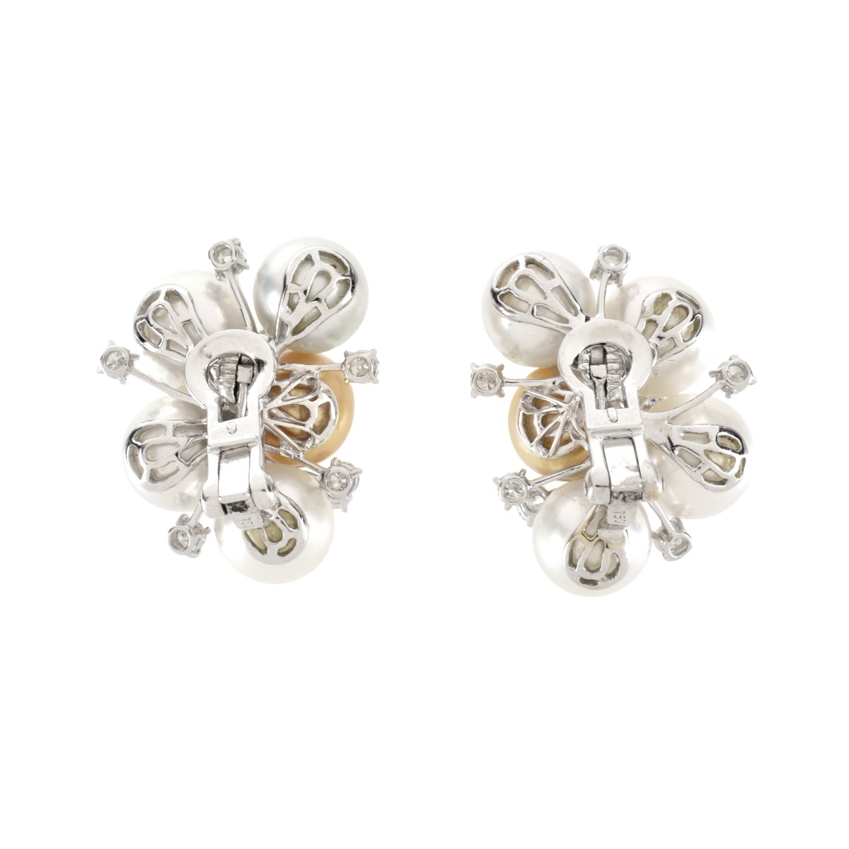 Pearl, Diamond and 18K Earrings