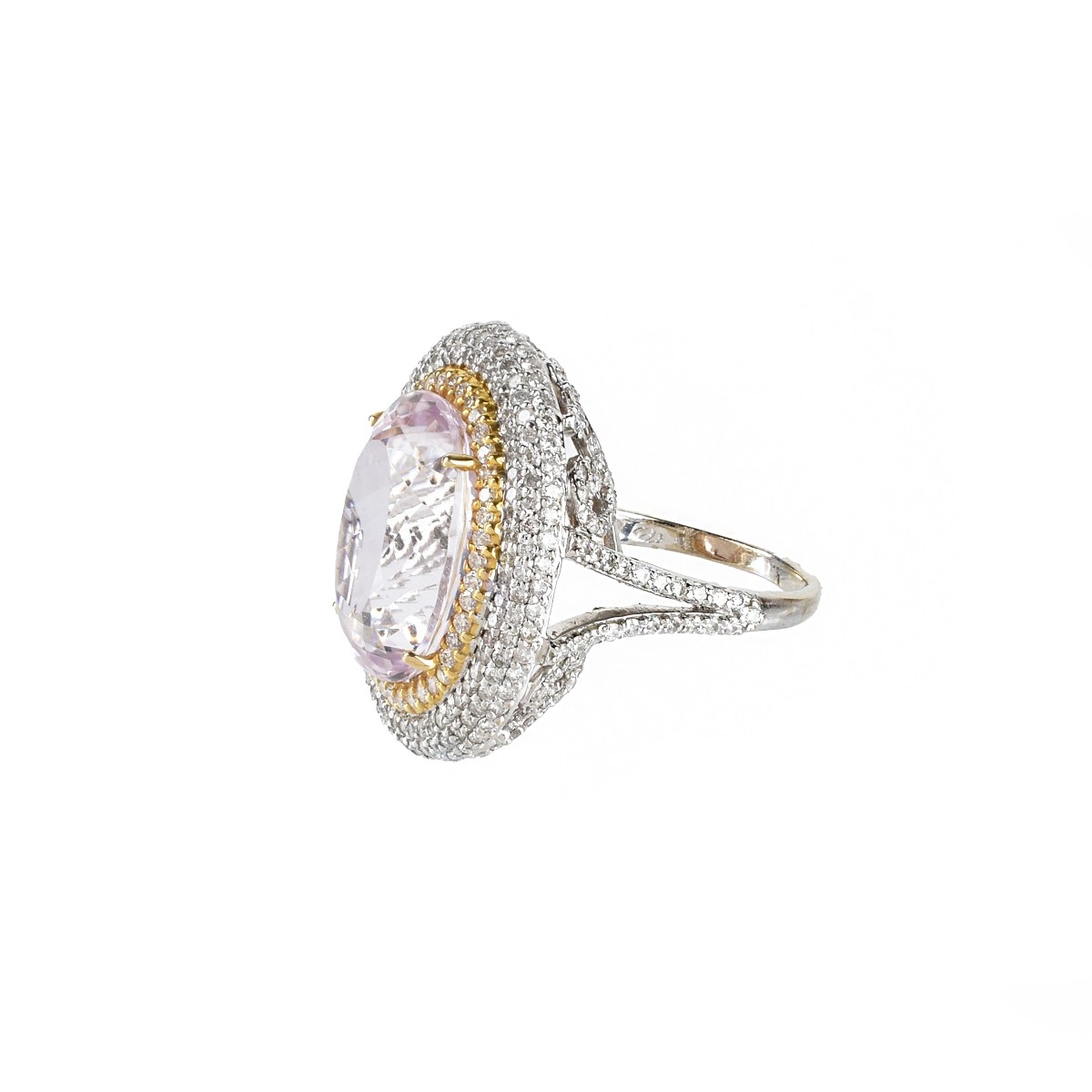 Kunzite, Diamond and 18K Ring