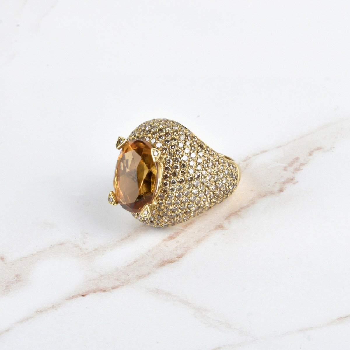 Citrine, Diamond and 18K Ring