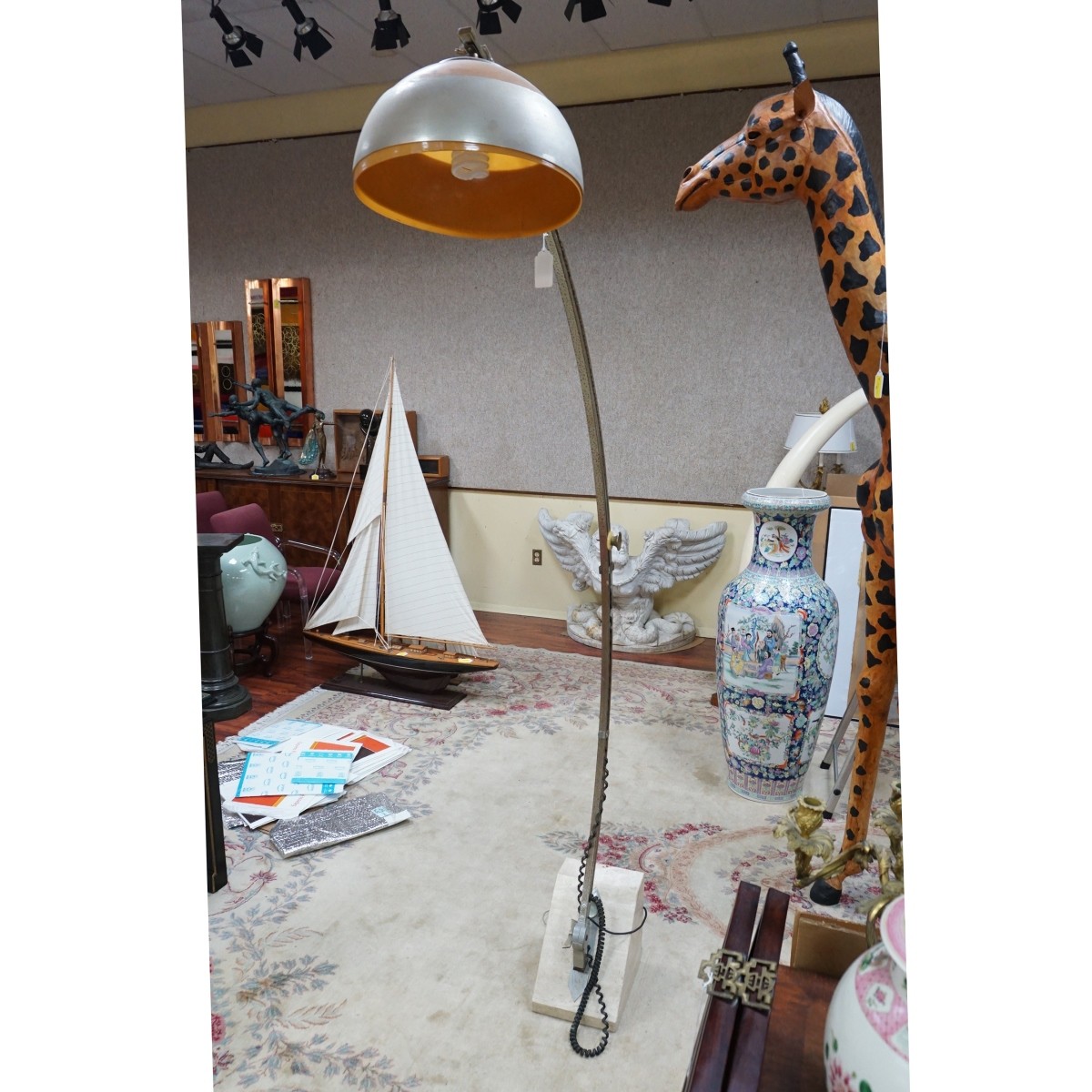 Mid Century Arched Floor Lamp marble base