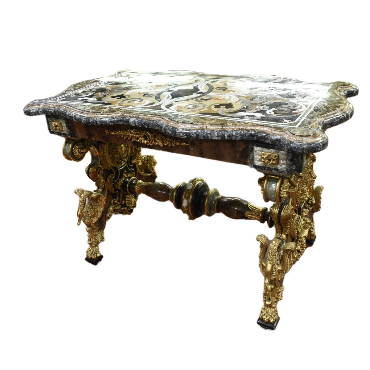 Empire Style Pietra Dura Marble Hall Table