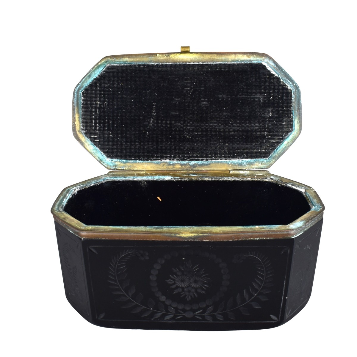 Antique French Black Opaline Glass Box