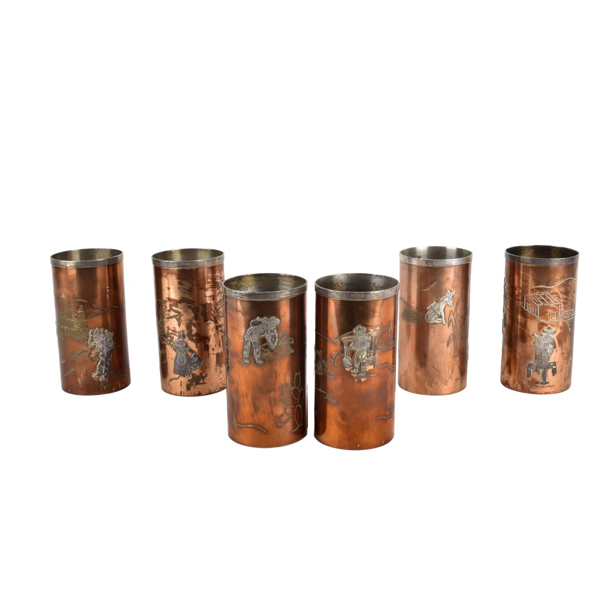 Vintage Taxco Copper and Sterling Cups