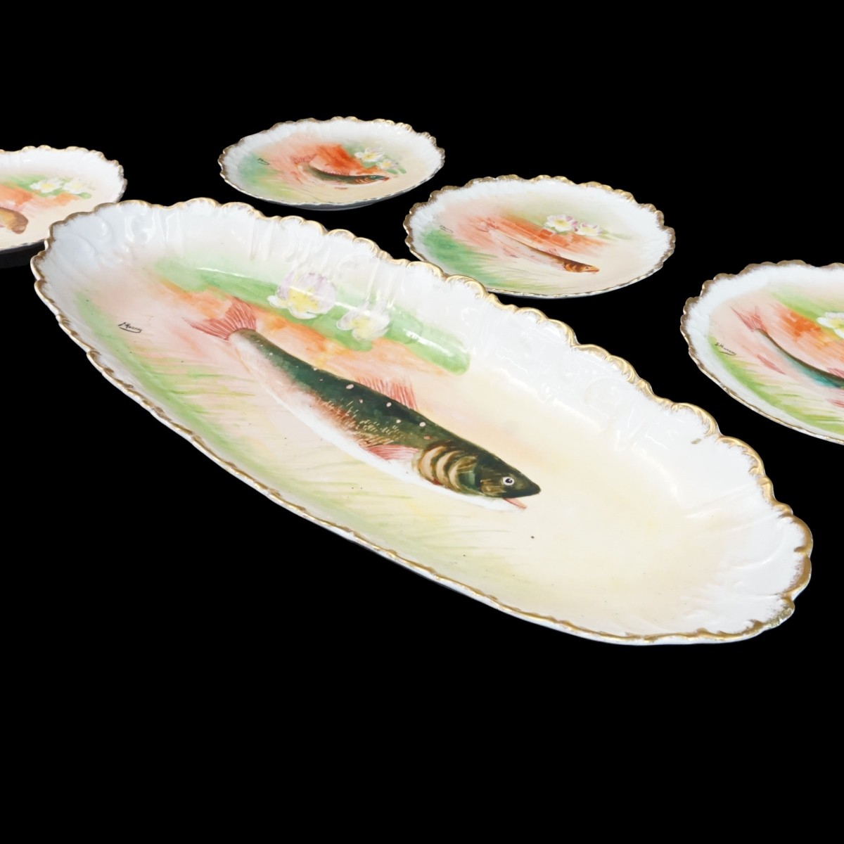 Limoges Fish Set Porcelain