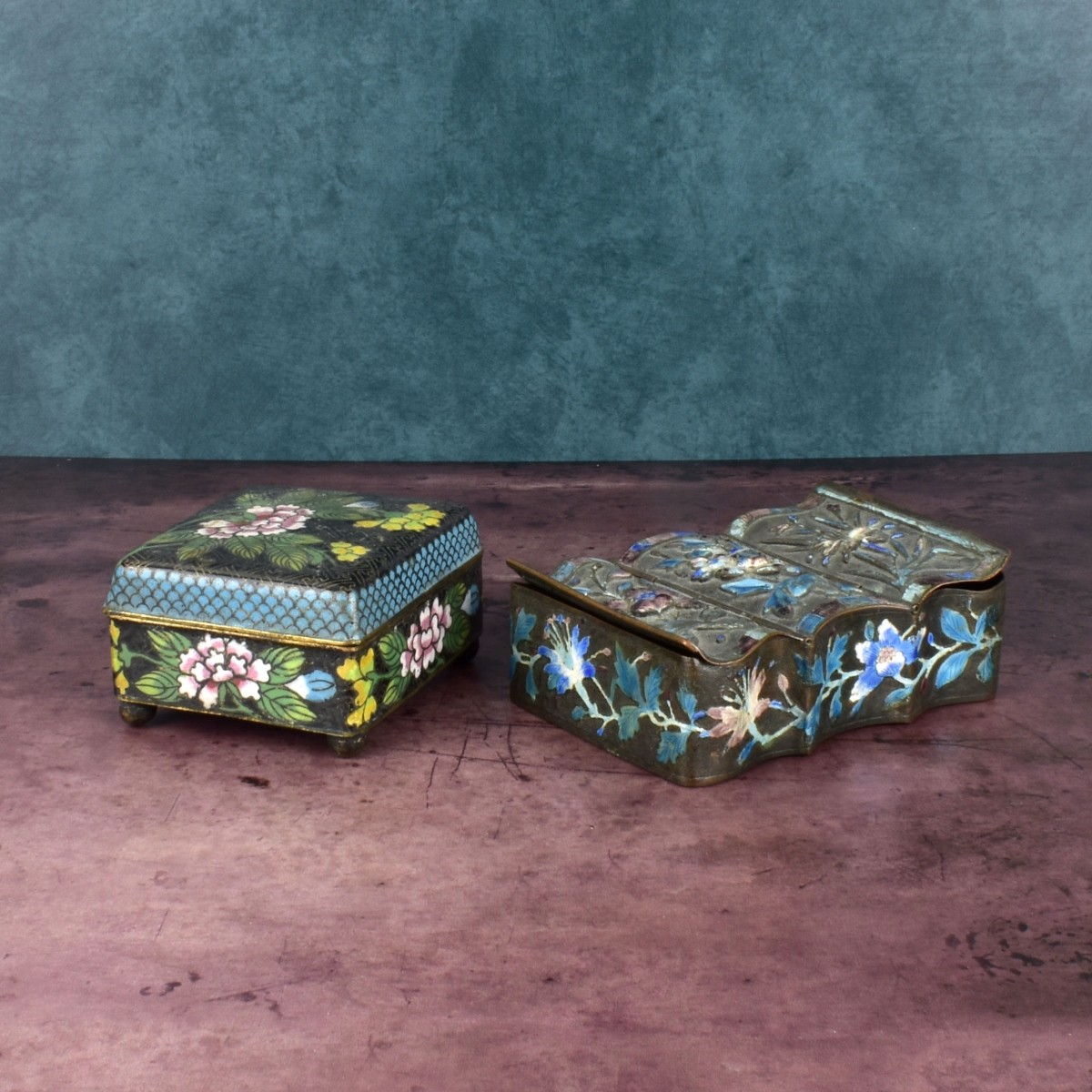 2 Chinese Boxes Enamel & Cloisonne