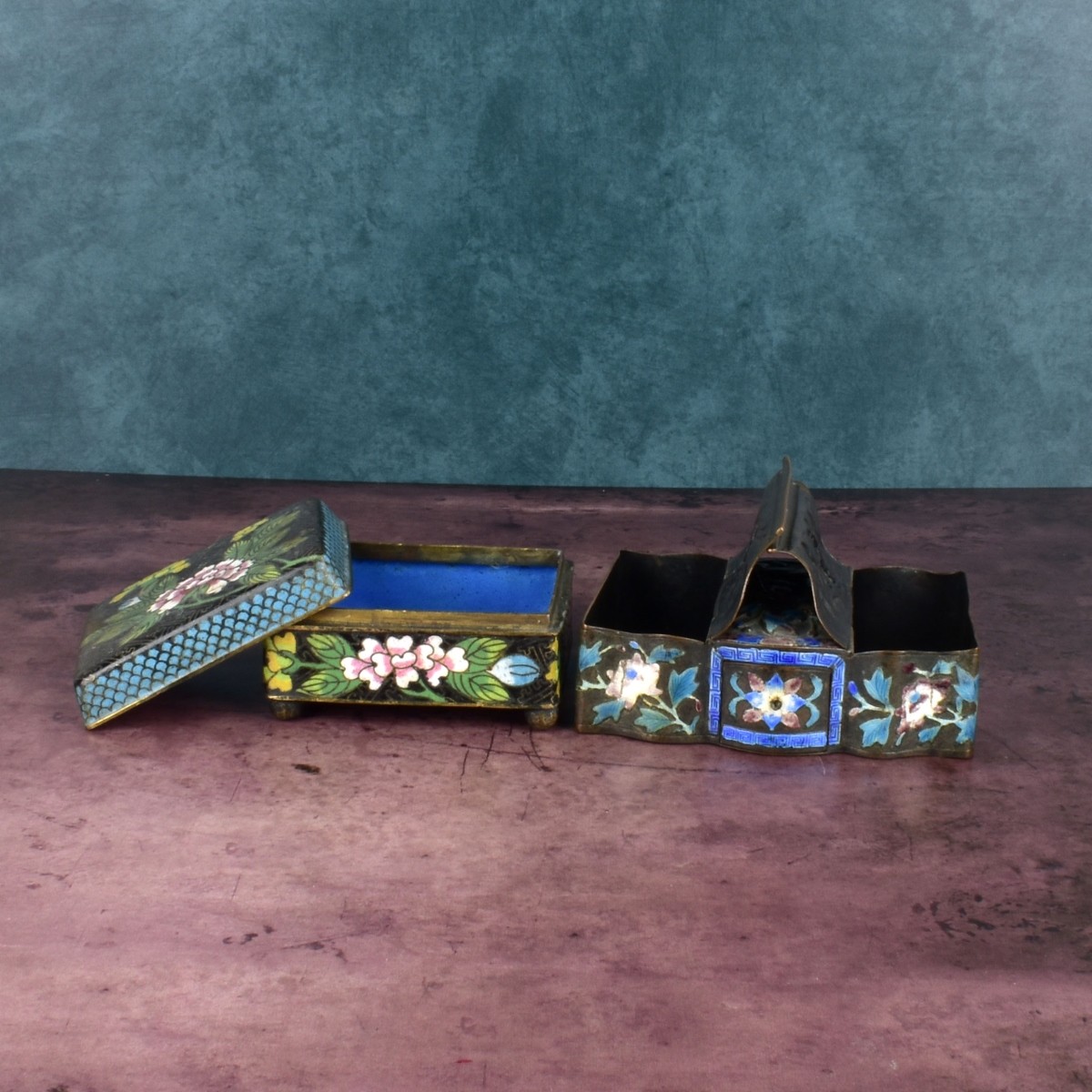 2 Chinese Boxes Enamel & Cloisonne