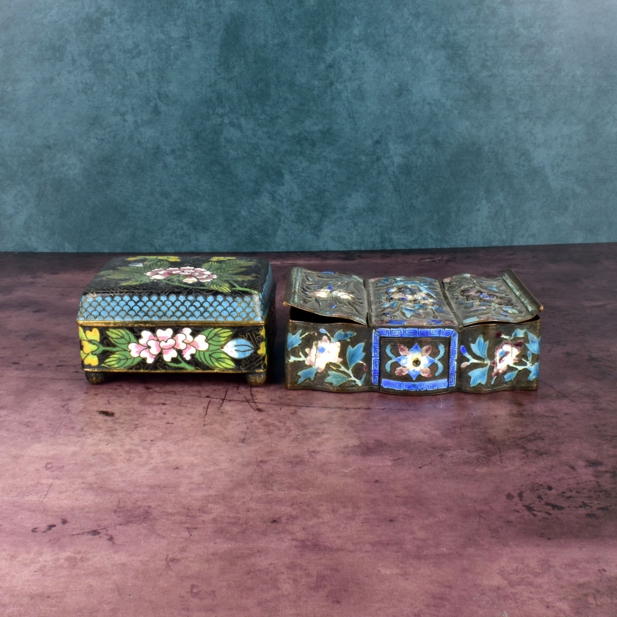 2 Chinese Boxes Enamel & Cloisonne