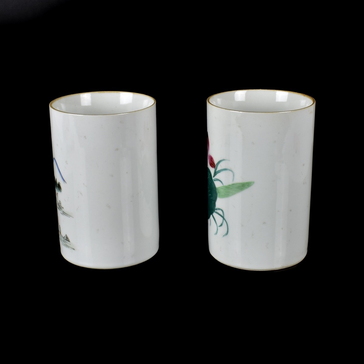 Two Chinese Porcelain Brush Washers