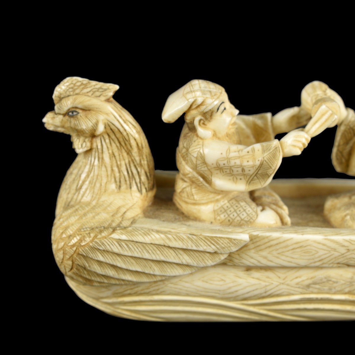 Japanese Carved Boat with Figures