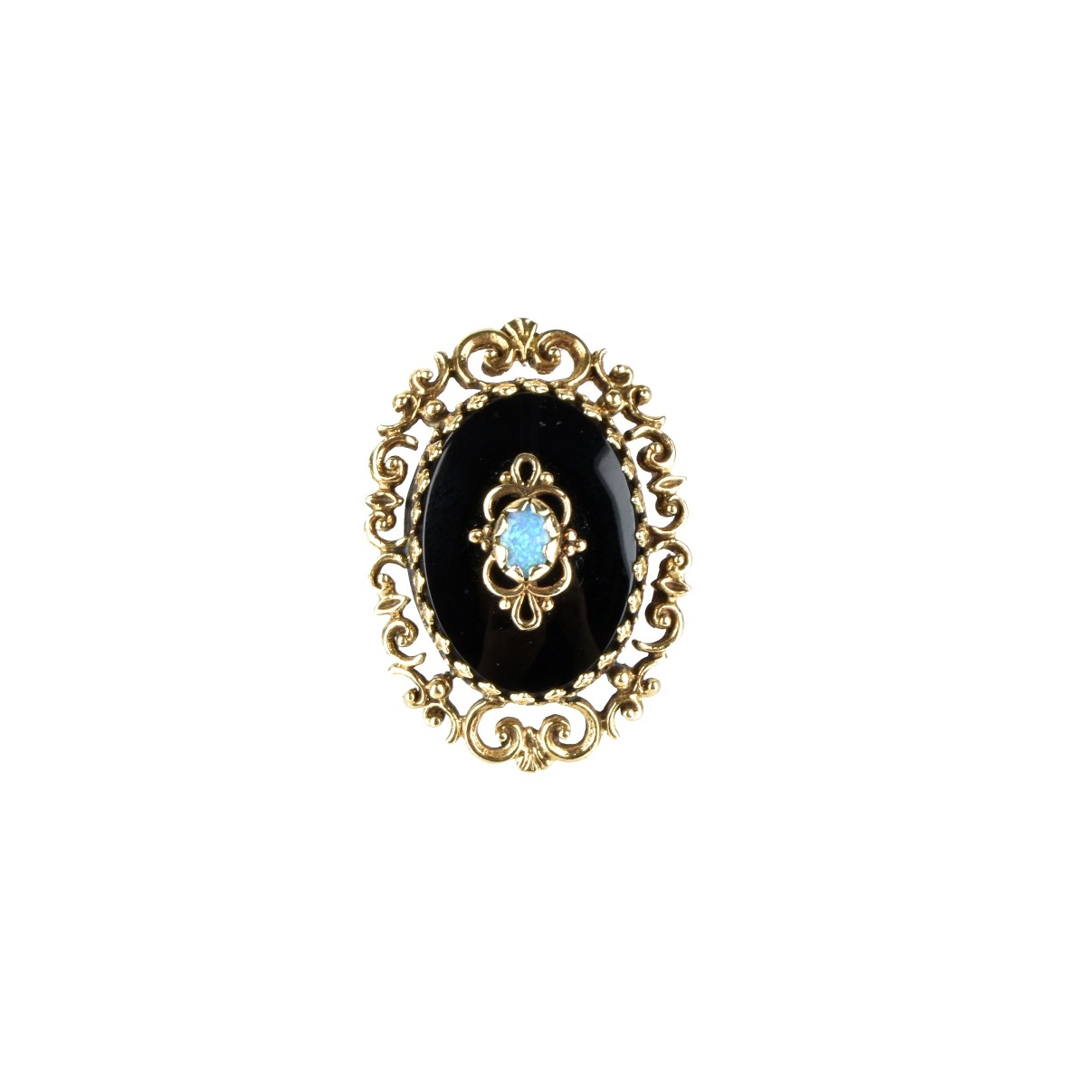 Opal, Onyx and 14K Ring