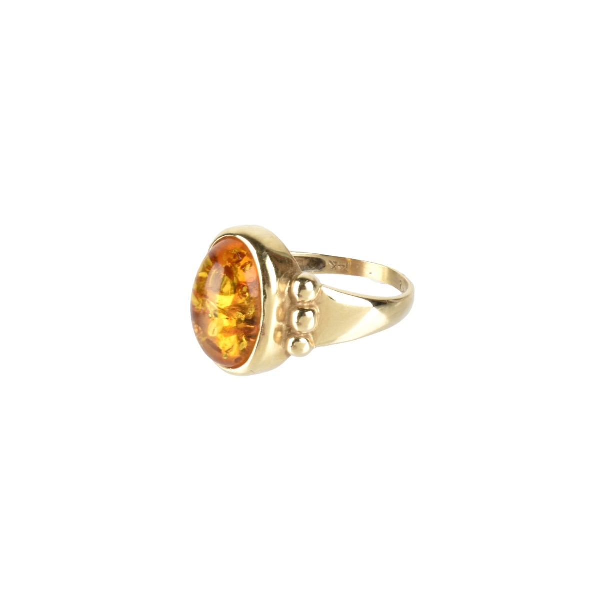 Amber and 14K Ring